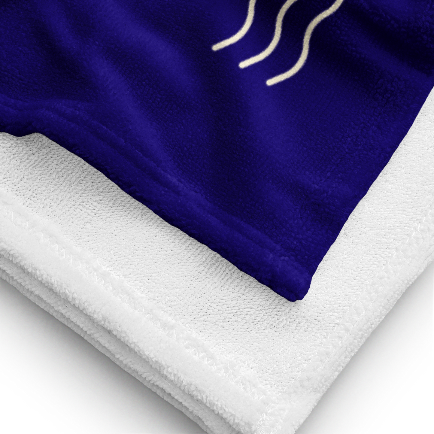 Navy Blue & Yellow Under The Sea Large Beach Towel - Custom Name