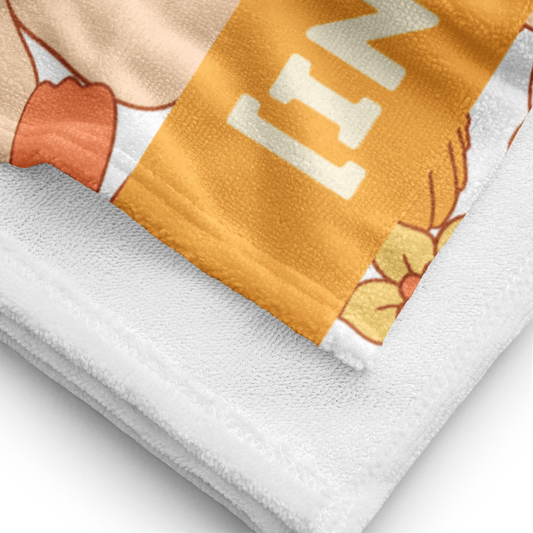 Sunset Orange Flower Large Beach Towel - Custom Name
