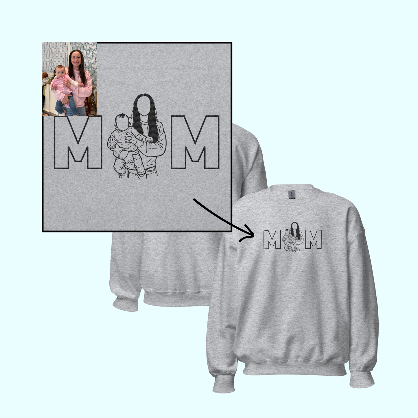 MOM - Custom Illustration Embroidery Crewneck