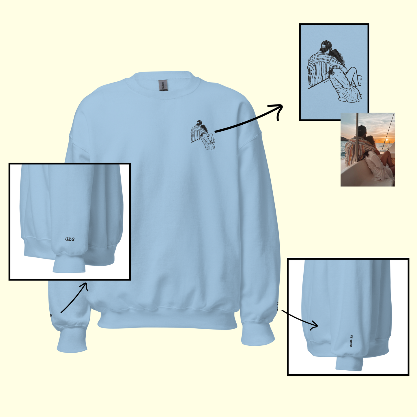 Custom Couple Embroidery Crewneck