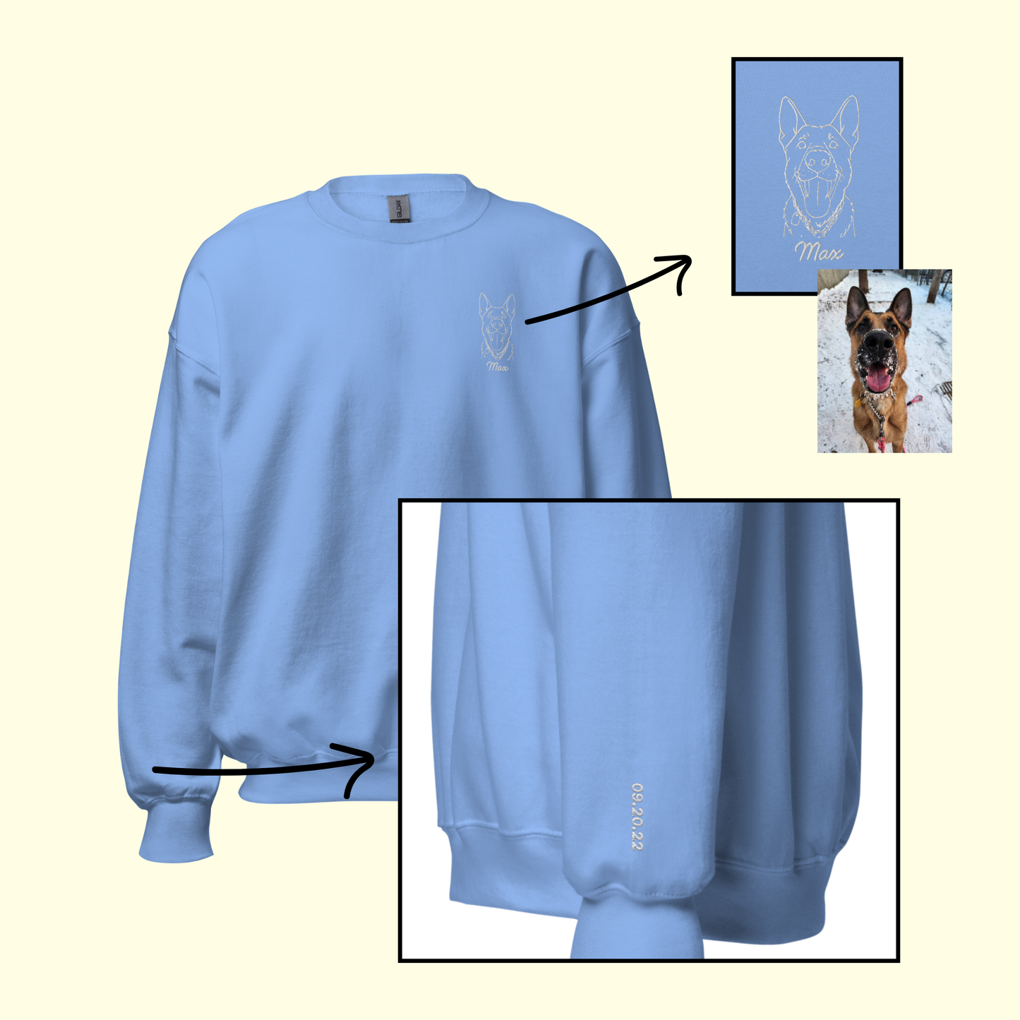 Custom Dog Embroidered Crewneck