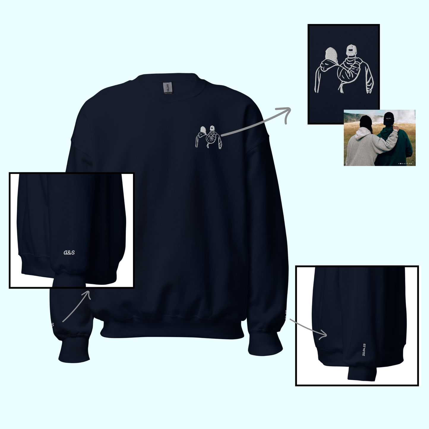 Custom Couple Embroidery Crewneck