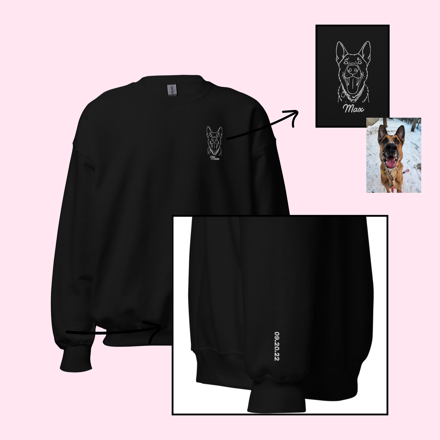 Custom Dog Embroidered Crewneck