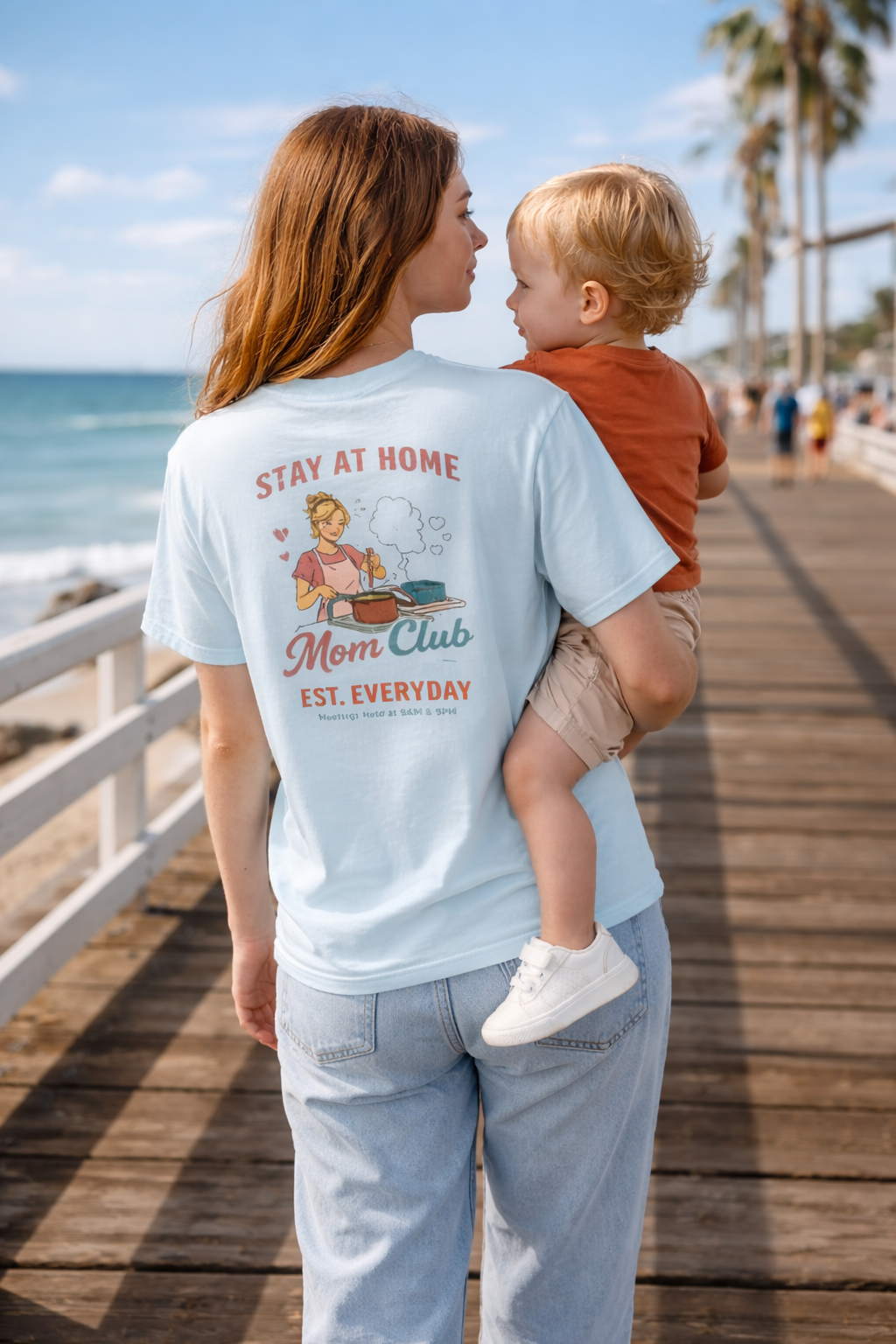 Stay At Home Mom Club Embroidery - Baking T-Shirt