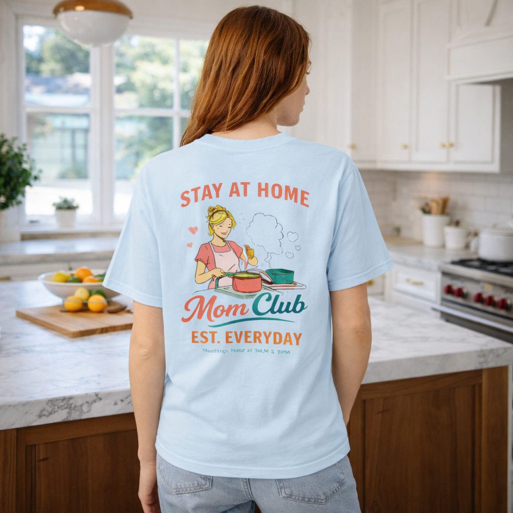 Stay At Home Mom Club Embroidery - Baking T-Shirt