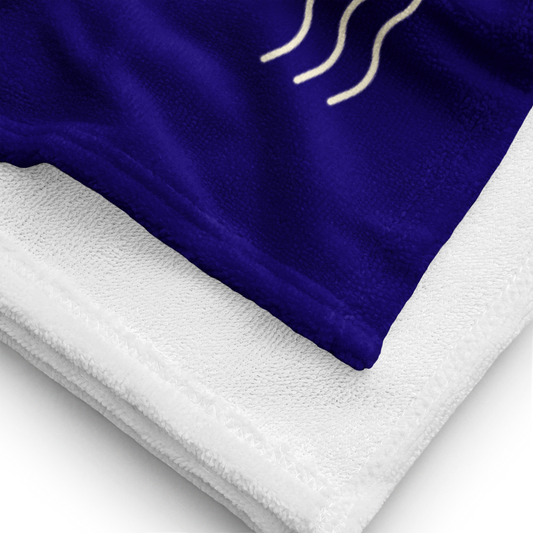 Navy Blue & Yellow Under The Sea Large Beach Towel - Custom Name